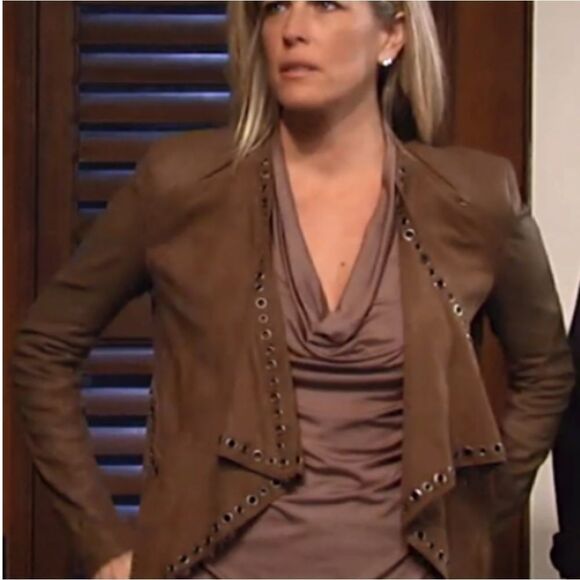 Neiman Marcus Grommet Detail Draped leather Jacket - Picture 3 of 8